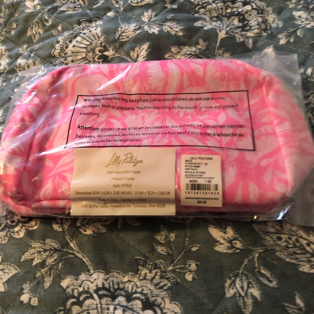 Lilly Pulitzer Pink Cosmetic Bag GWP Rousseau Pink Tulip To Tango - Picture 2 of 5